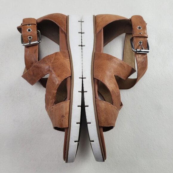 Sofft Mirabelle Strappy Leather Sandal Womens 7 Brown Gladiator Buckle Comfort - Picture 5 of 10